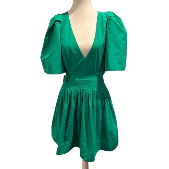 Banana Republic Flutter Flare Mini Dress Green Sz 6 Feminine Modern Cut Out - Picture 3 of 11